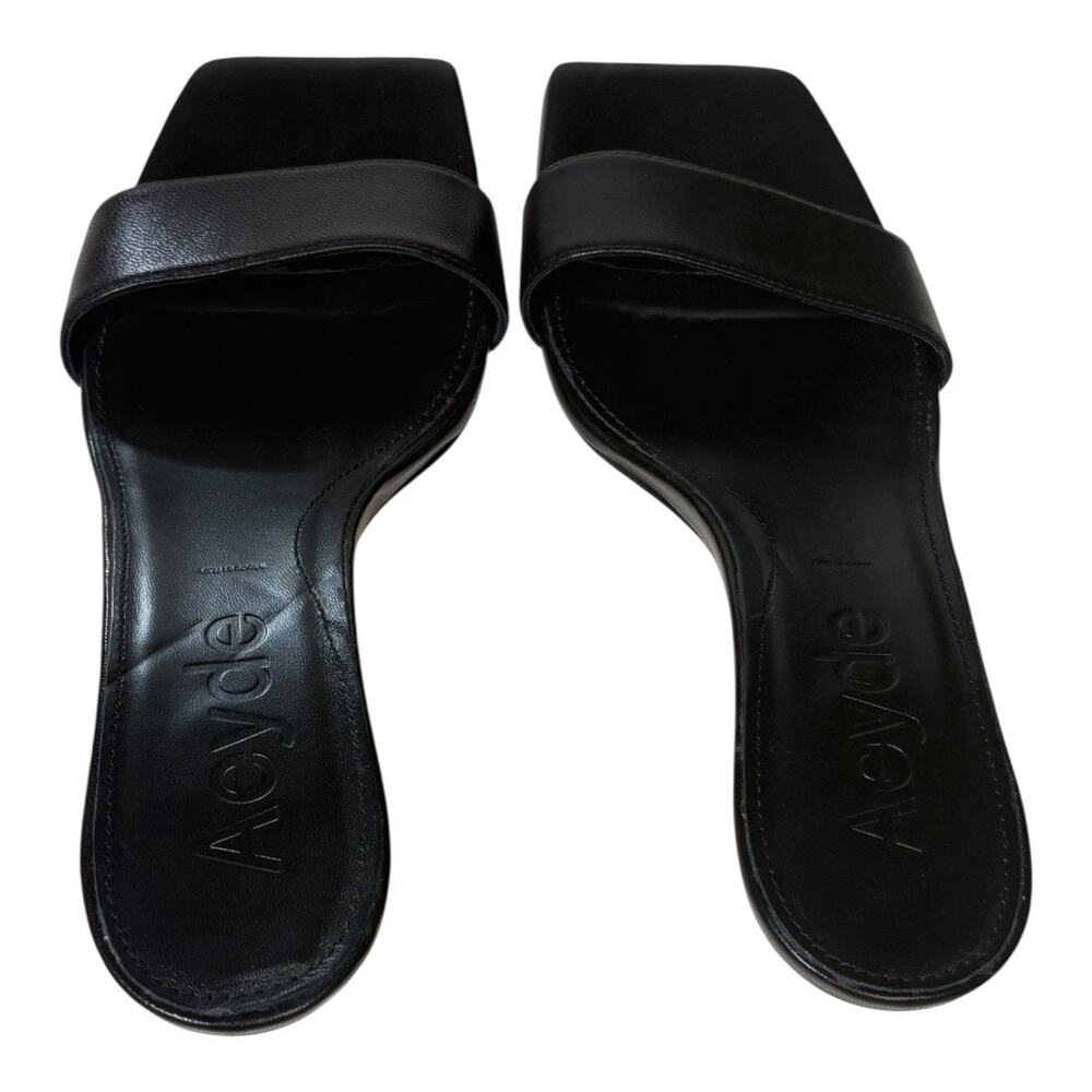 Aeyde Ilvy Leather Mules Black Kitten Heel Size 38 EU 8 US - Picture 6 of 7